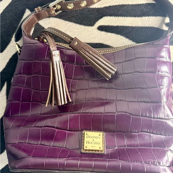 Dooney & Bourke Plum Croc-Embossed Shoulder Bag - Picture 12 of 15